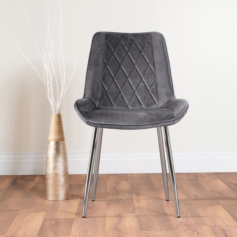 Furniturebox Lucia Cesano 6 Seater Dining Set Grey Gloss Grey and Chrome Image 3