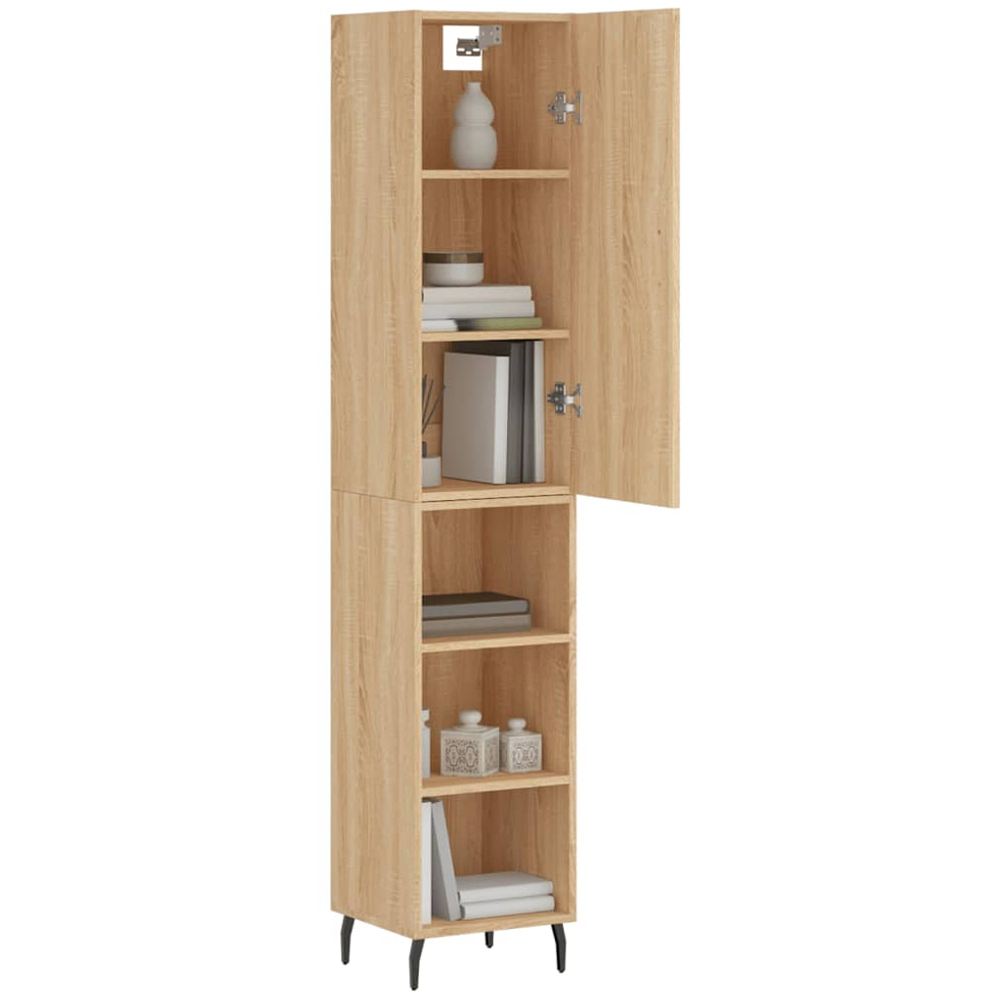vidaXL Single Door 3 Shelf Sonoma Oak Highboard with Metal Legs Image 3