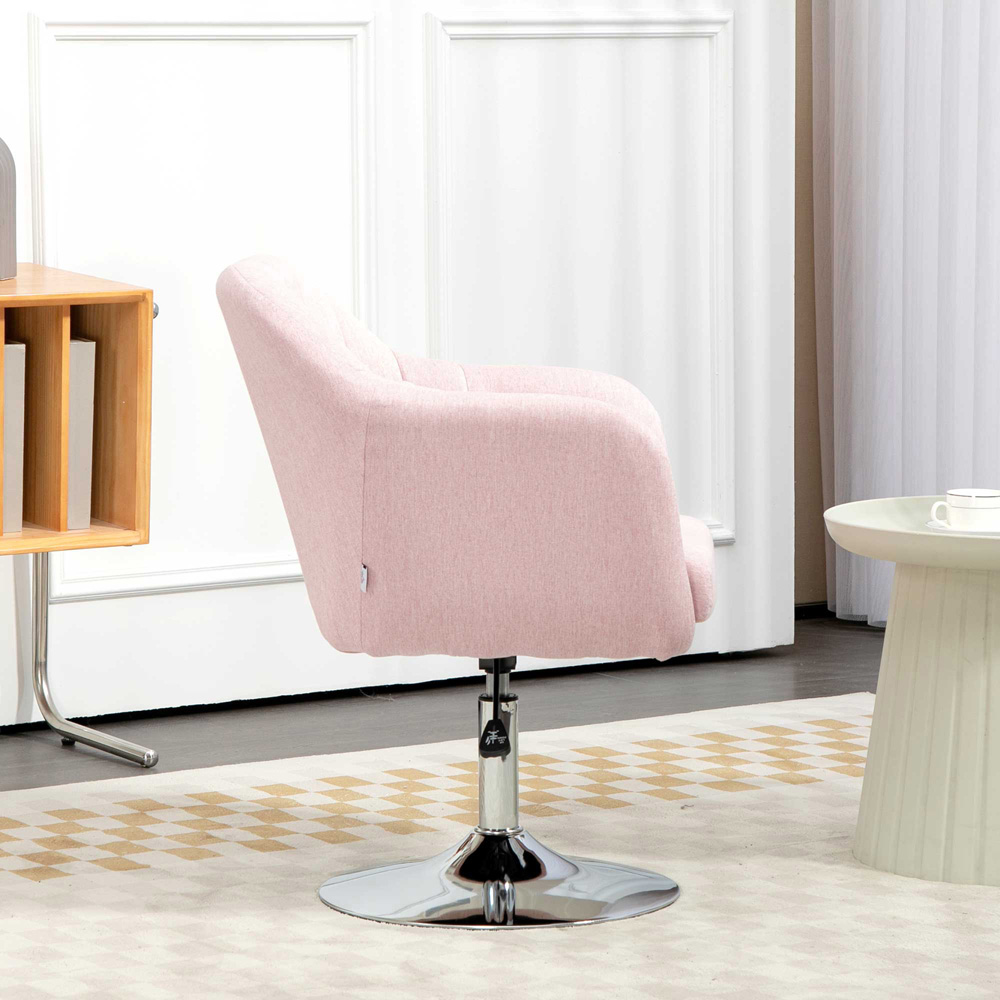 Portland Pink Stylish Retro Linen Swivel Tub Chair Image 3