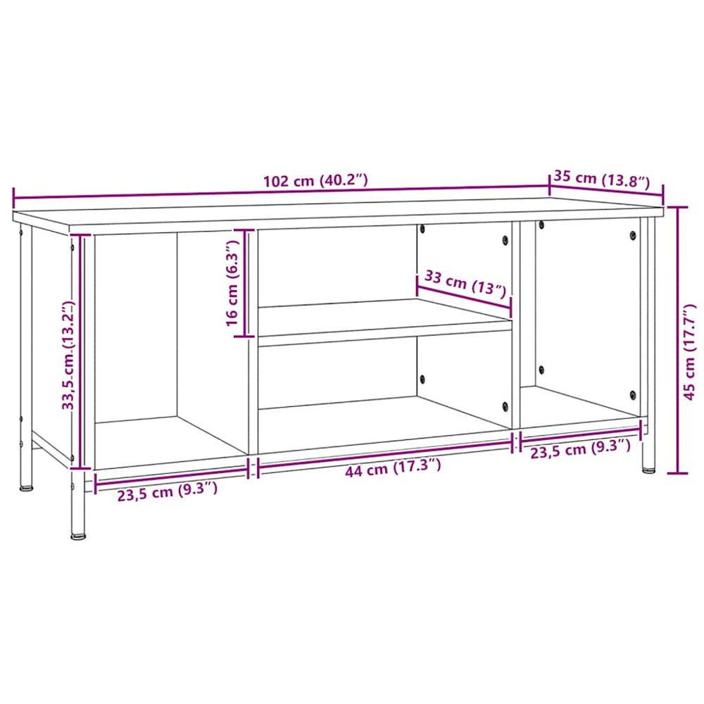 vidaXL 4 Shelf Black TV Cabinet Image 9