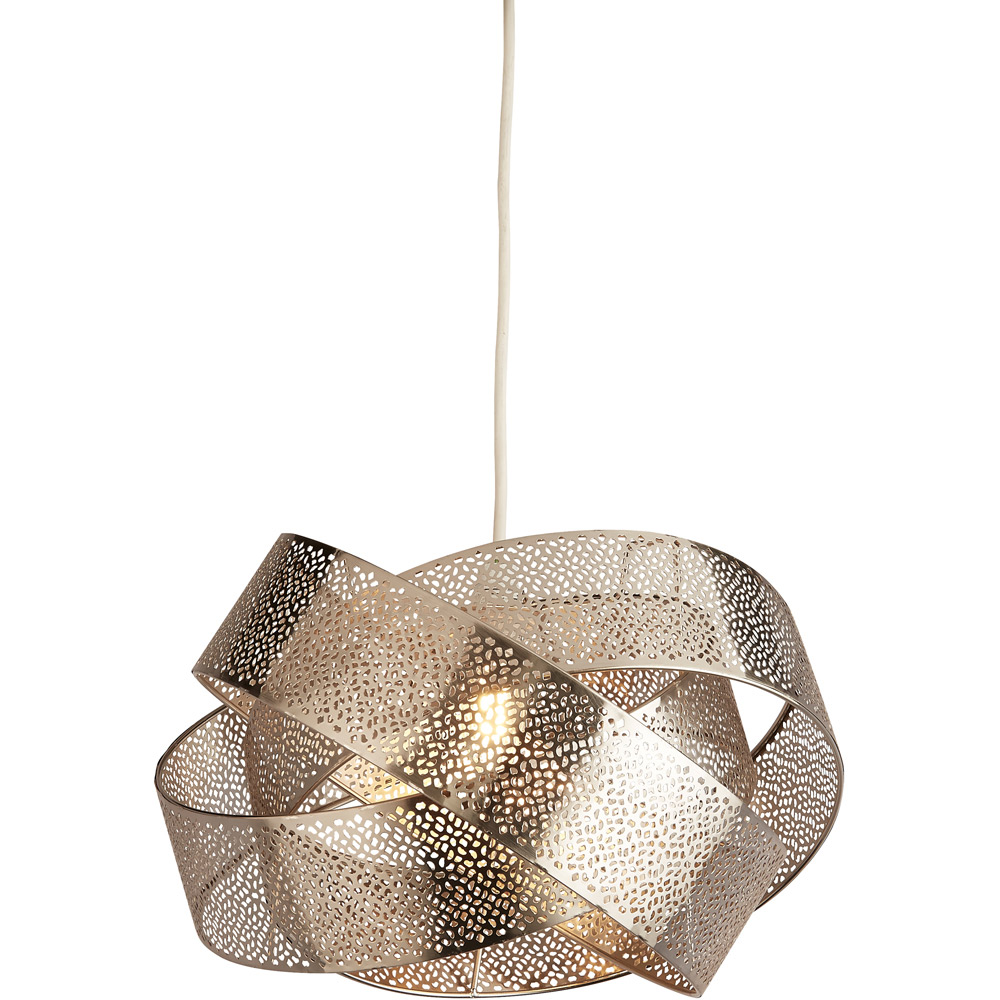 Lighting Collection 2 Twisted Chrome Mesh Band Shade Image 3