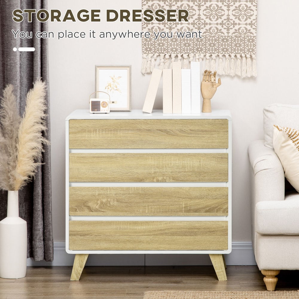 Portland 4 Drawer Oak Chest of Drawers Image 6