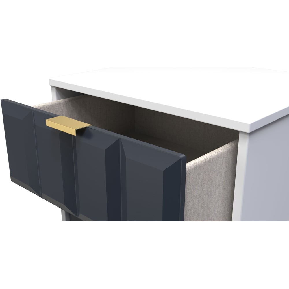Crowndale Cube 5 Drawer Matt Indigo and White Narrow Chest of Drawers Ready Assembled Image 6