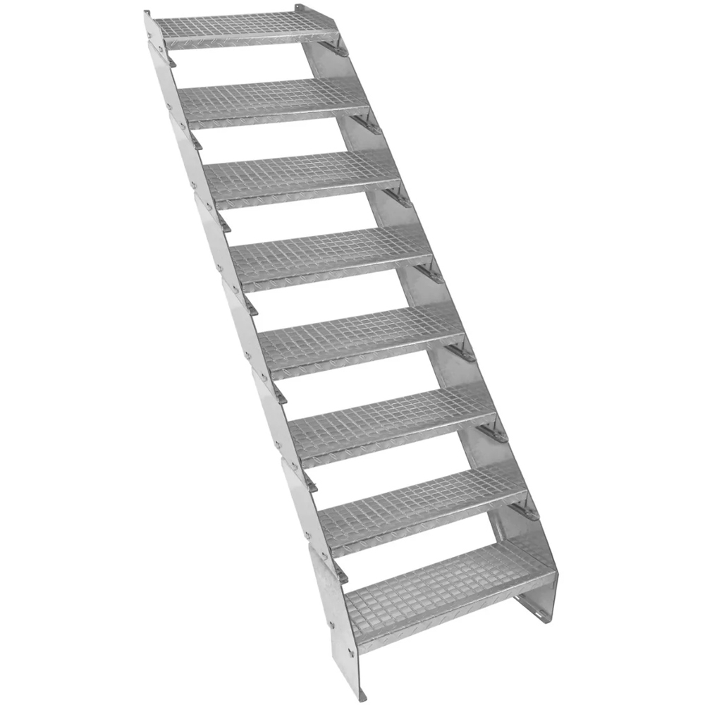 MonsterShop 8 Section Adjustable Galvanised Staircase 600mm Image 1