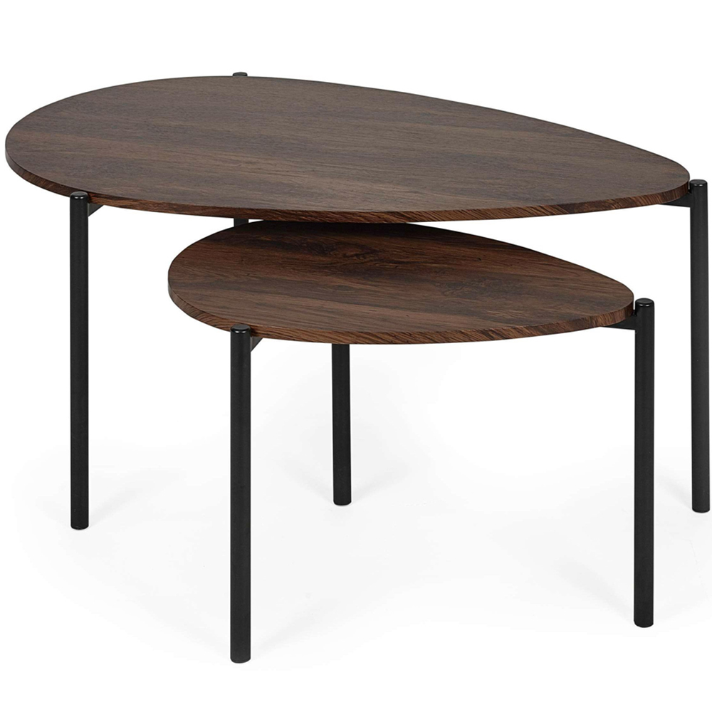 Julian Bowen Lorette Walnut Effect Teardrop Nest of Tables Set of 2 Image 2