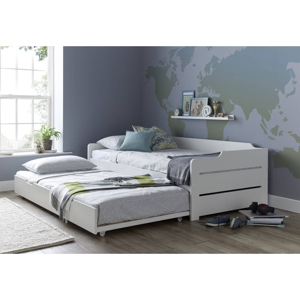 Copella Single White Guest Bed and Trundle with Spring Mattresses Image 7