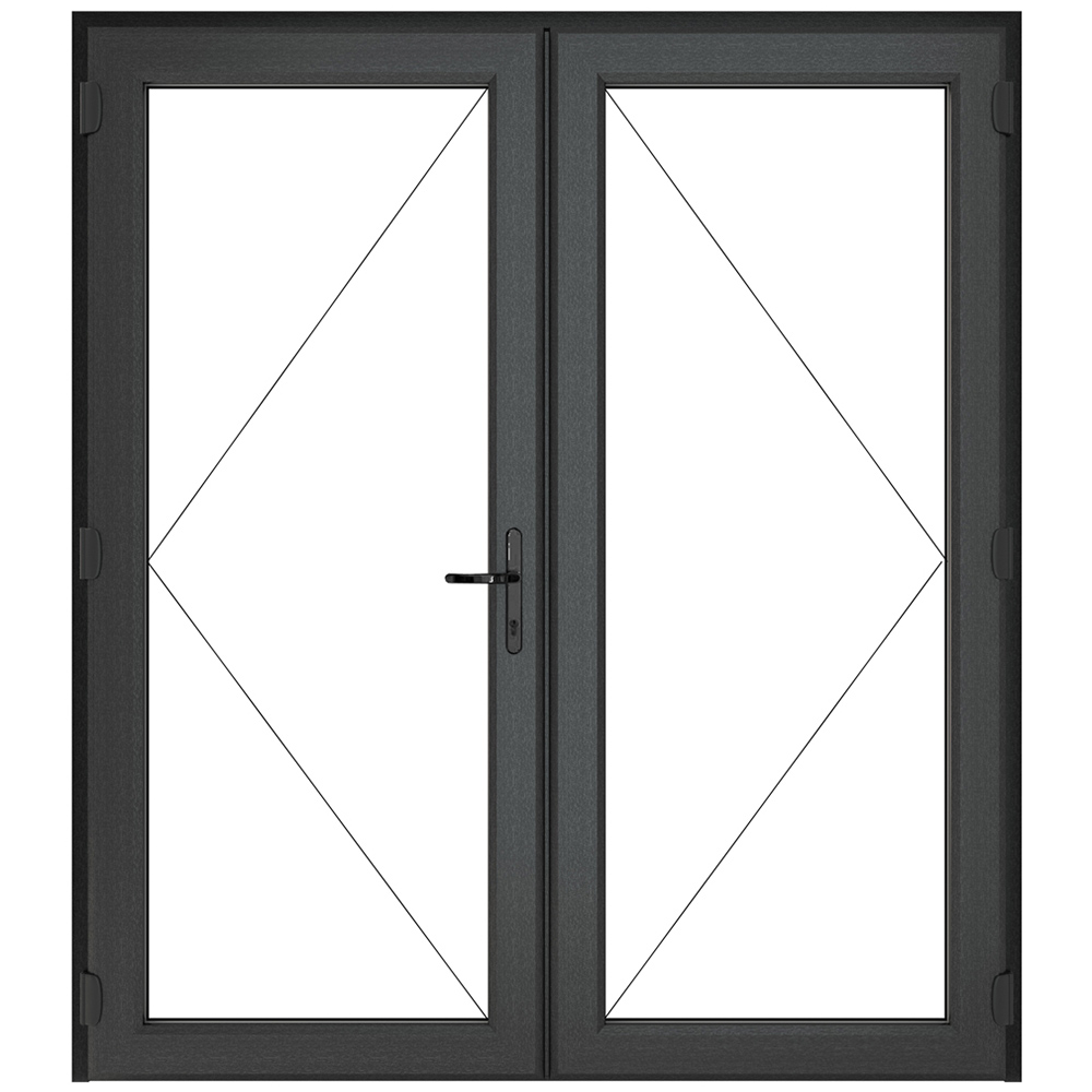 Crystal uPVC Double Glazed French Door Left hand master Grey White Clear Glass 1690x2055mm Image 2