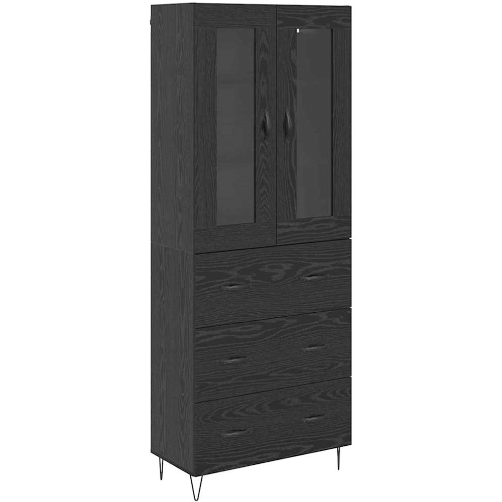 vidaXL 2 Door 3 Drawer Black Oak Sideboard Image 2