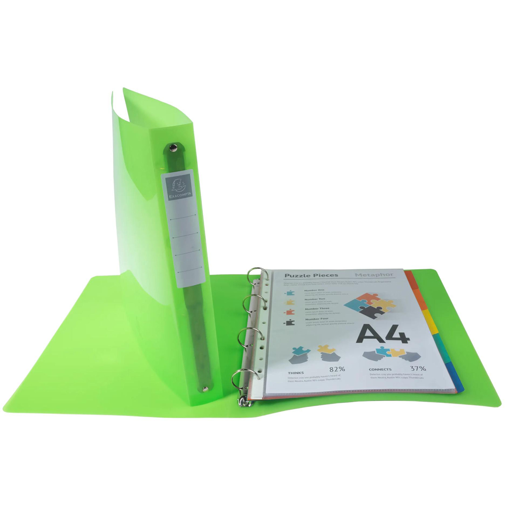 Exacompta Iderama Rigid A4+ Anise Green PP 4R Ring Binder 30mm 10 Pack Image 3