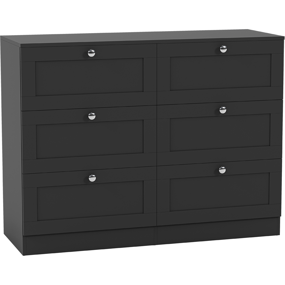 VIDA DESIGNS Altino 6 Drawer Black Shaker-Style Chest of Drawers Image 2