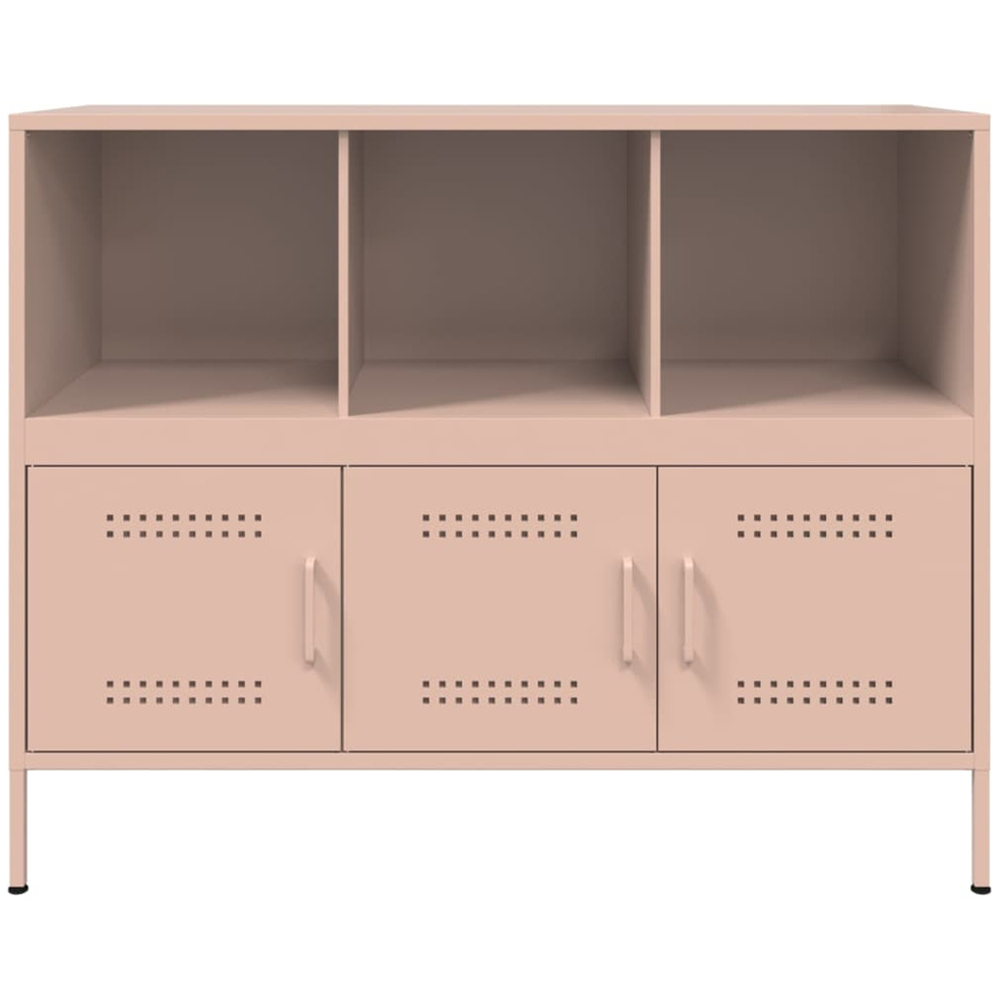 vidaXL 3 Door 3 Shelf Pink Metal Sideboard Image 3