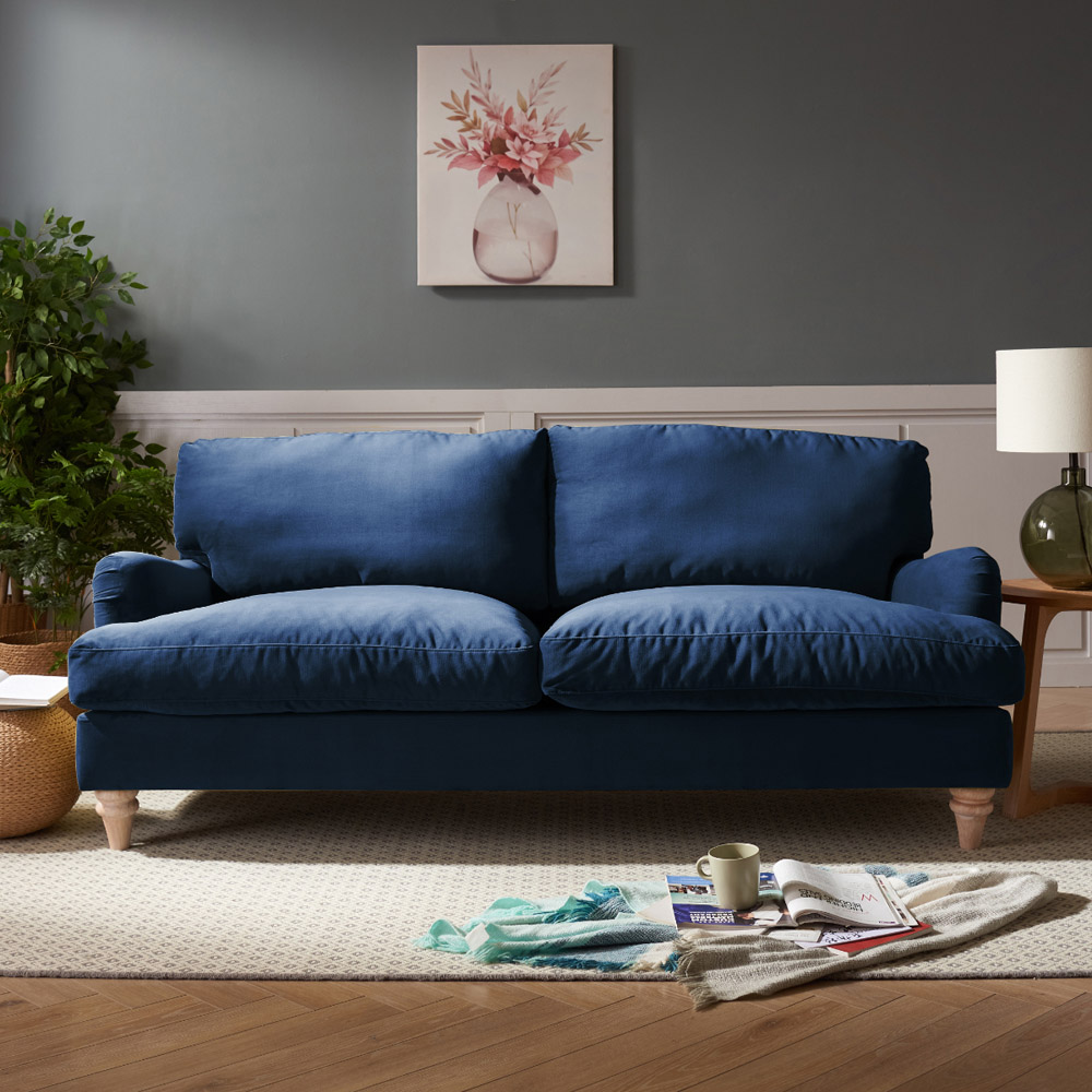 Home Detail Oxford 3 Seater Navy Blue Velvet Sofa Image 9