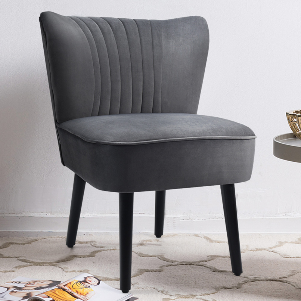 Costway Grey Velvet Accent Chair Set of 2 Image 1