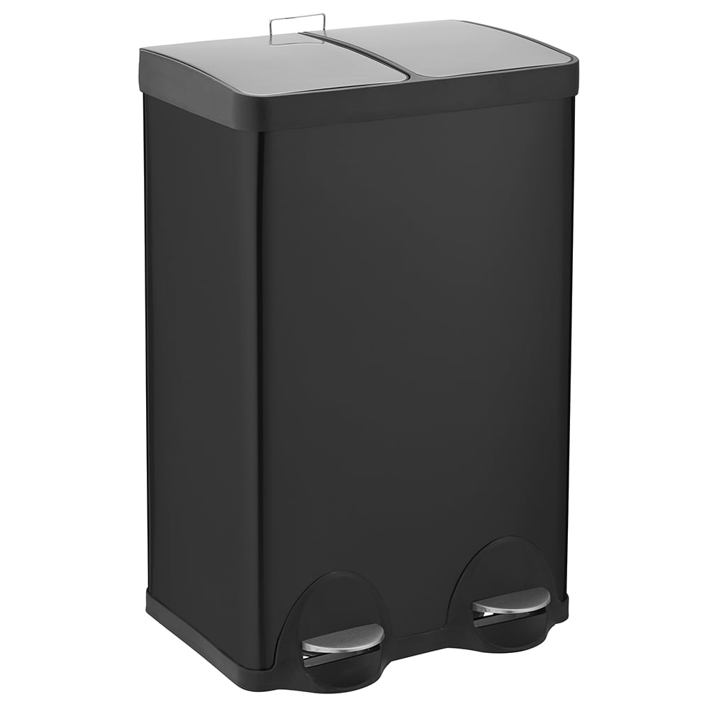 Cooks Professional Dual Recycle Black Kitchen Pedal Bin 60L Image 1