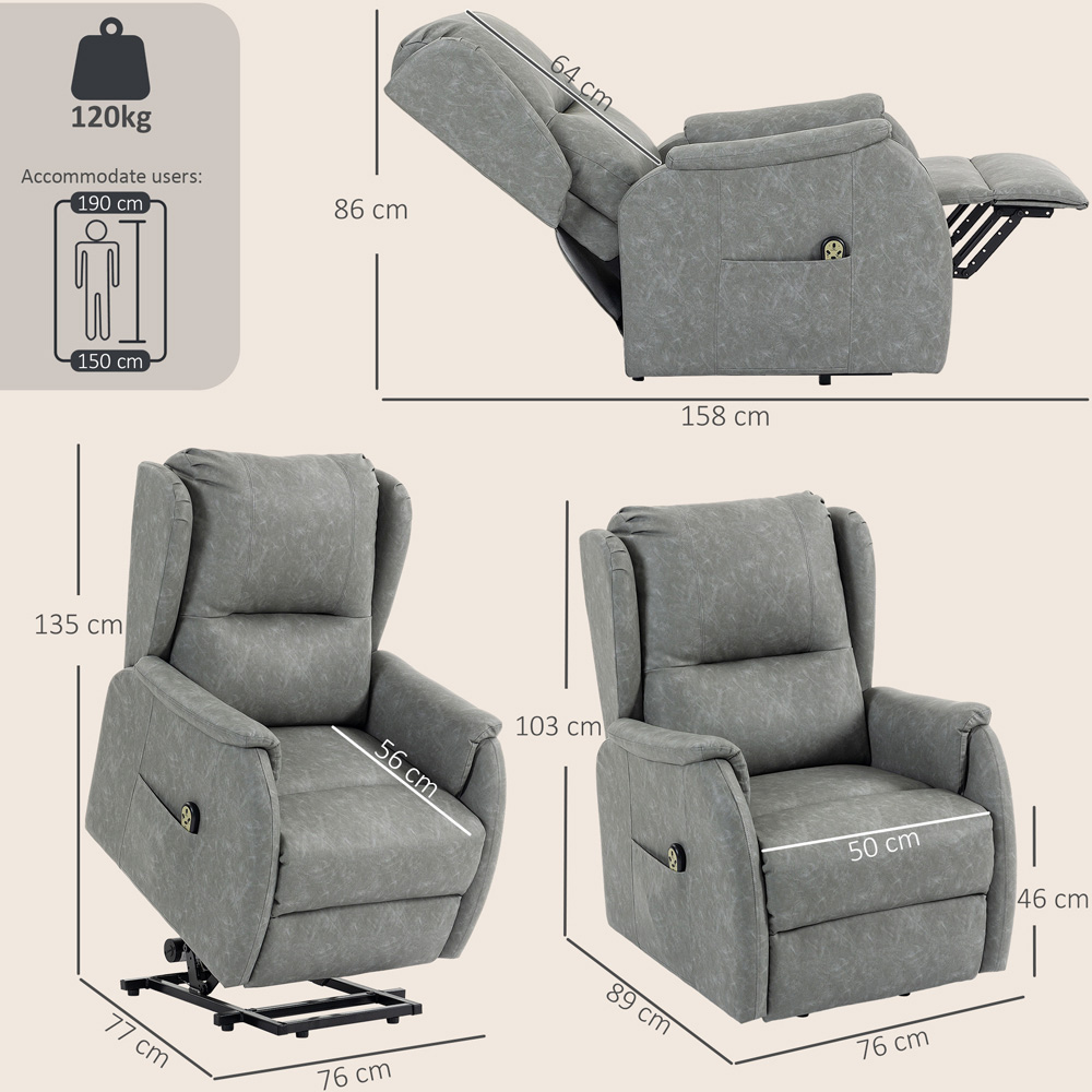 HOMCOM Grey Power Lift Dual Motor Recliner Chair Image 9