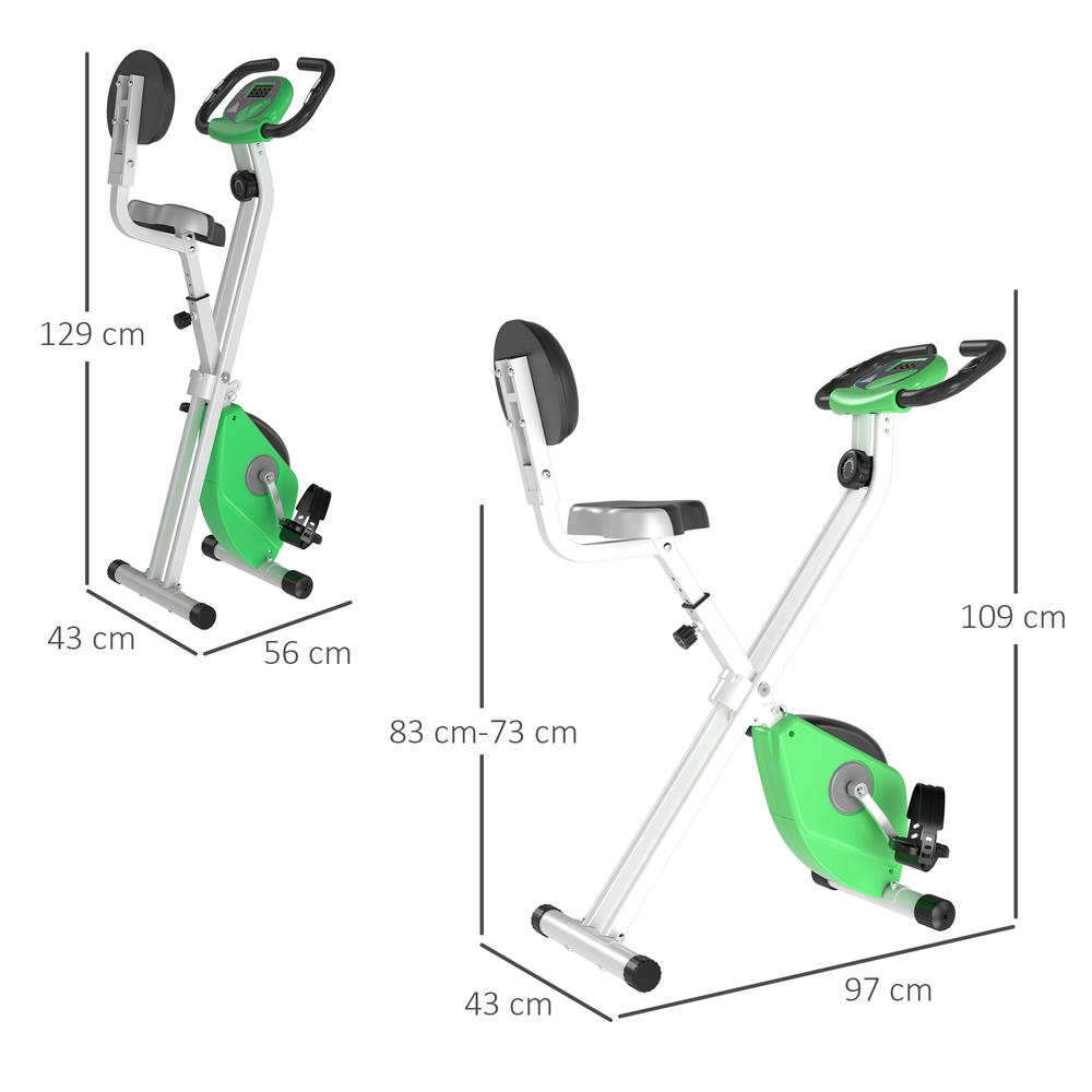 HOMCOM Green Adjustable Seat Magnetic Resistance Foldable Exercise Bike Image 9