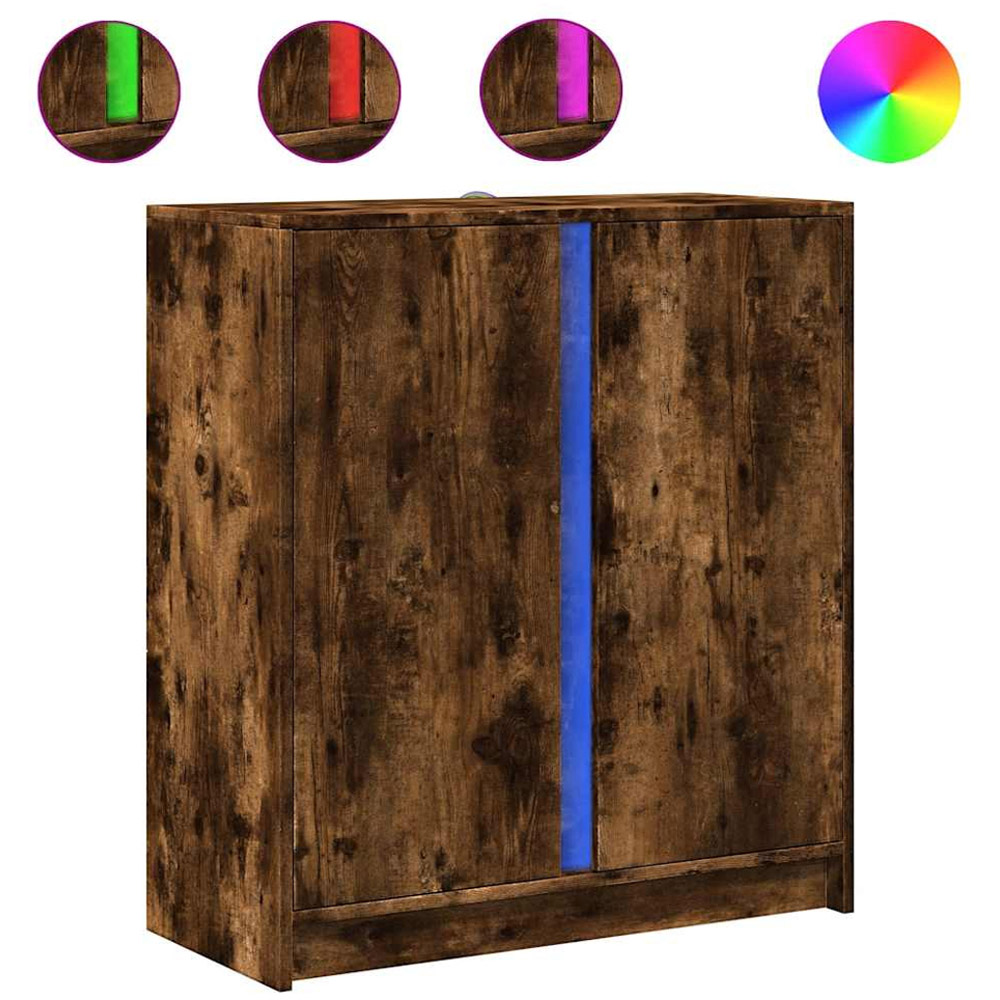 vidaXL 2 Door Smoked Oak Sideboard with RGB LED Lights Image 2