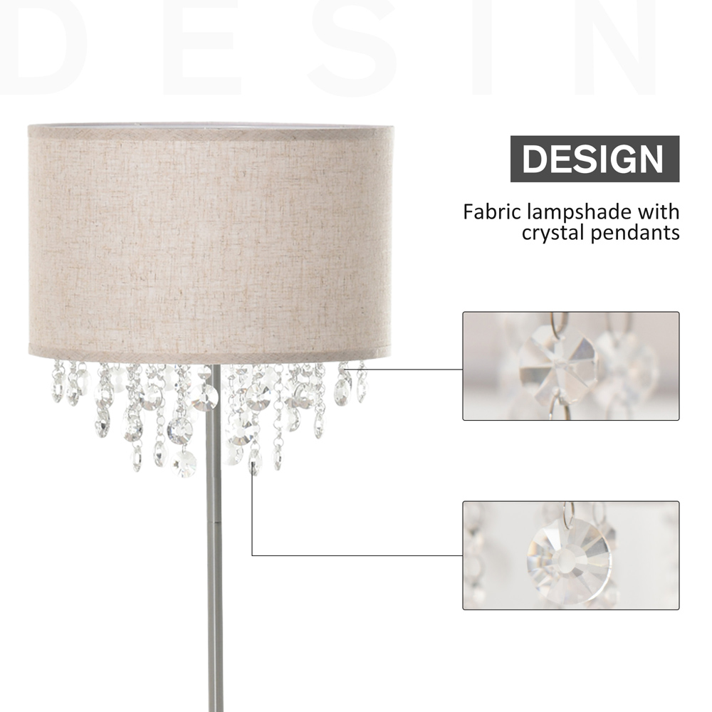 Portland Cream White Crystal Pendant Steel Floor Lamp Image 4