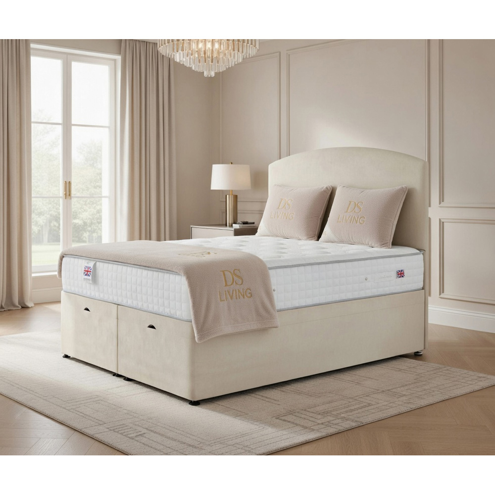 DS Living Opulence King Size Cream Velvet Upholstered Ottoman Bed Image 5