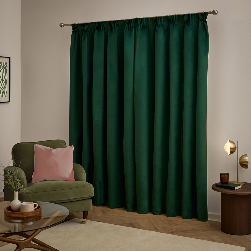 Furn The Ultimate Emerald Velvet Blackout Pencil Pleat Curtains 117 x 183cm Image 2