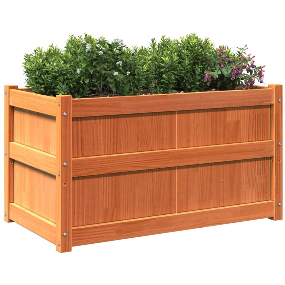 vidaXL Wax Brown Solid Pine Wood Garden Planter 50 x 90 x 50cm 2 Pack Image 3