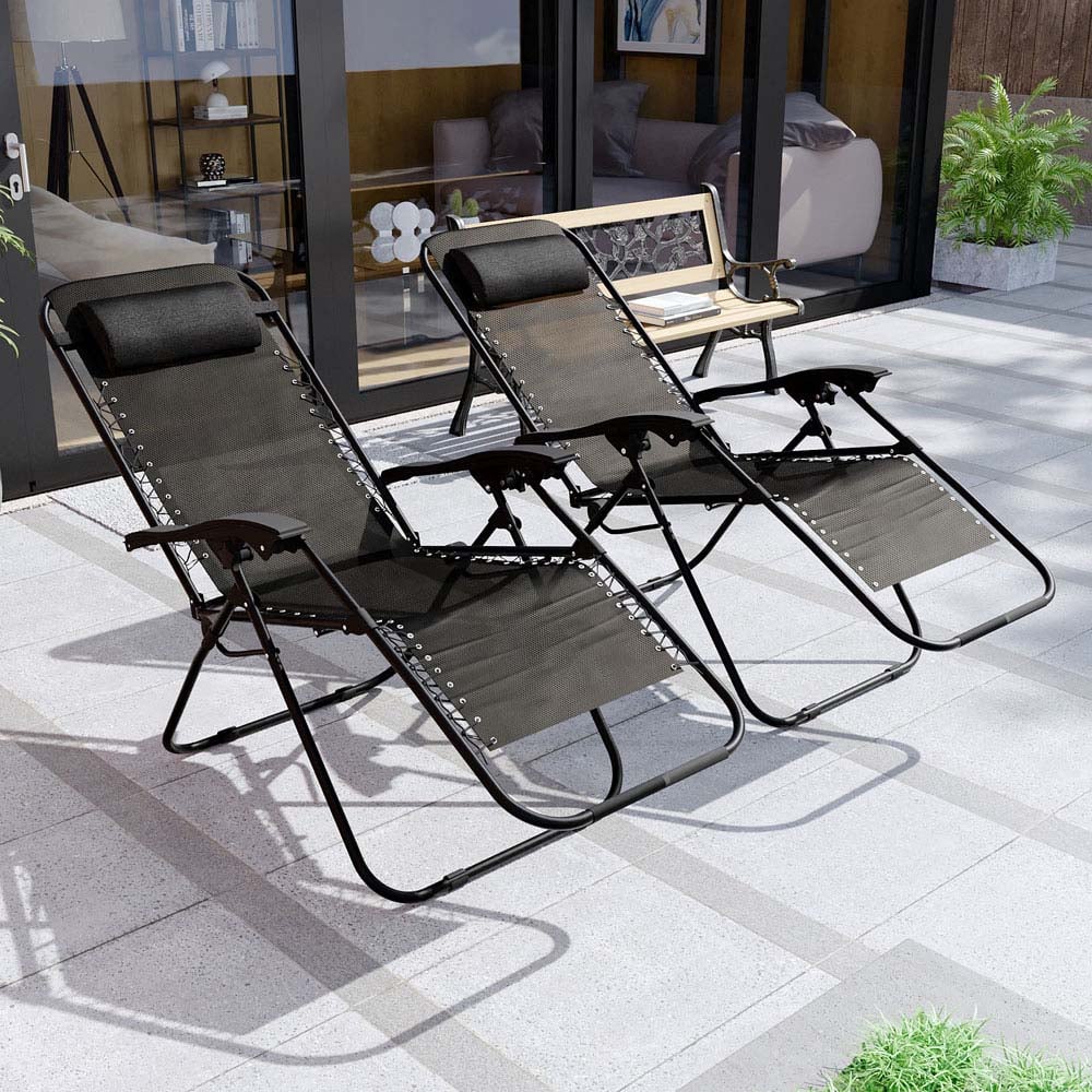 Garden Vida Set of 2 Black Zero Gravity Chairs Image 3