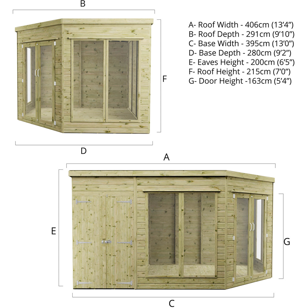 Mercia Corner Summerhouse with Side Shed 9 x 13ft Image 7