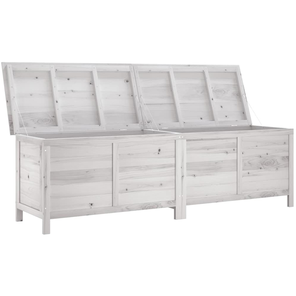 vidaXL 56.5 x 198.5 x 50cm White Fir Wood Garden Storage Box Image 2