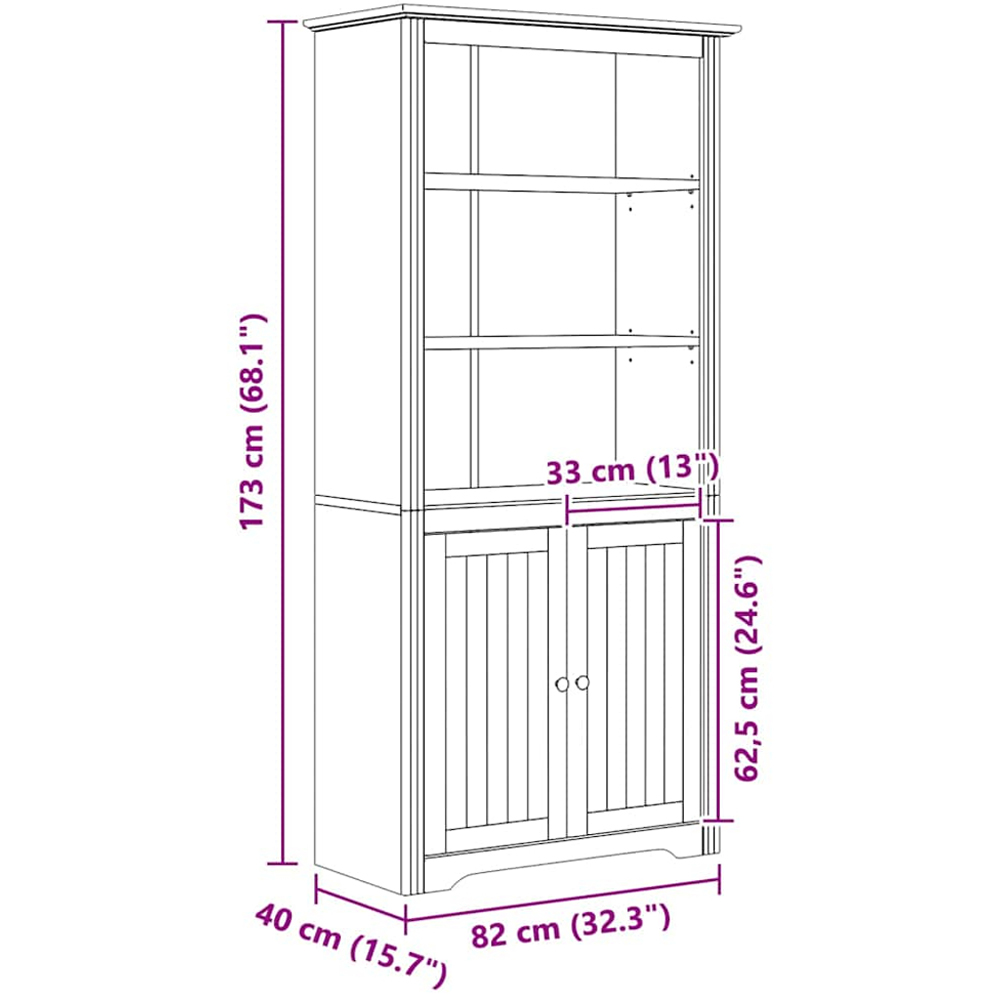 vidaXL Bodo 2 Door 3 Shelf Honey Brown Bookcase Image 9