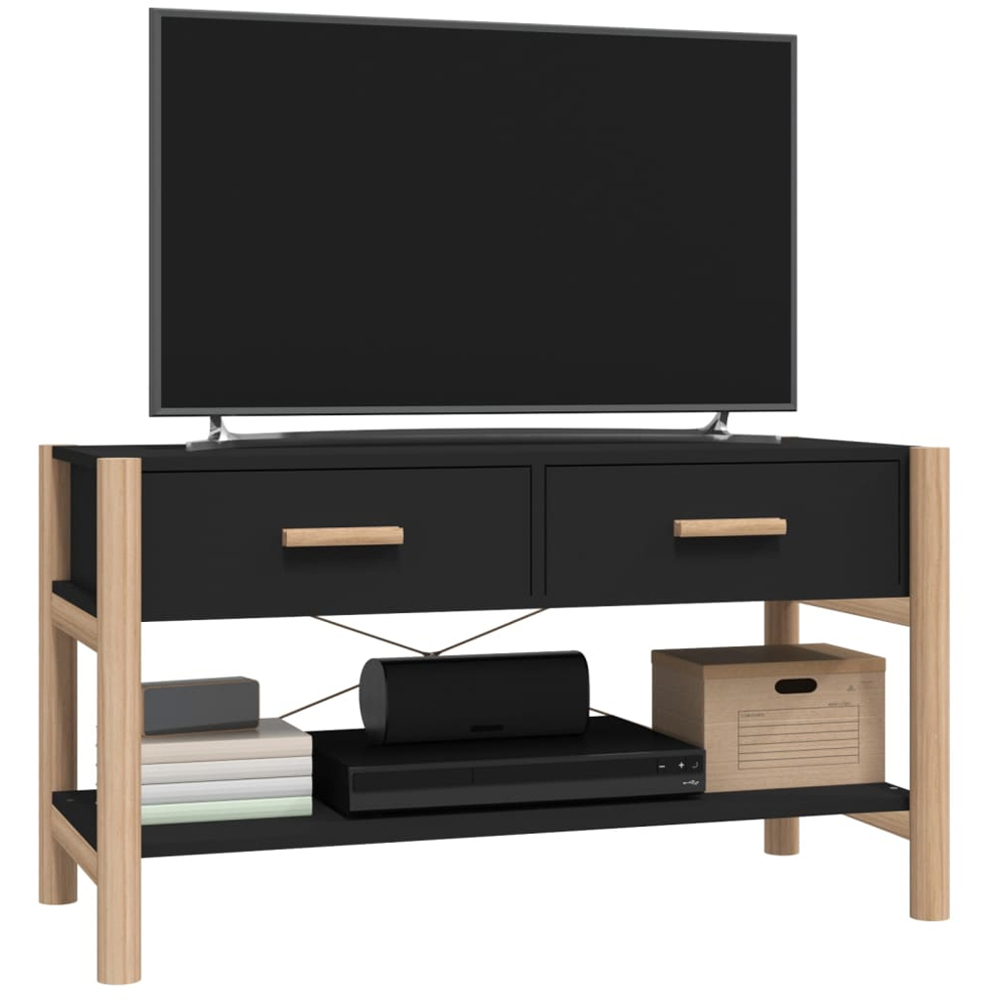 vidaXL 2 Drawer Black TV Cabinet Image 3