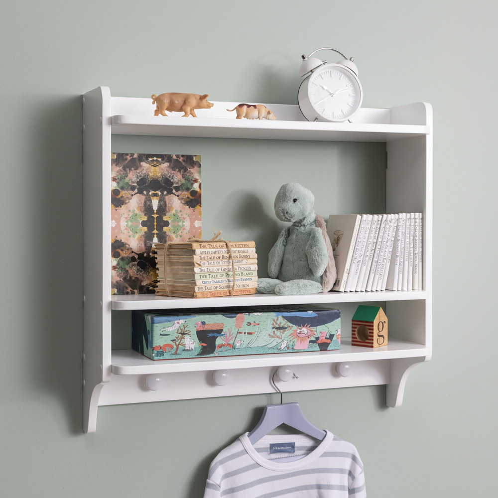 Noa and Nani Hege 3 Shelf 4 Hook White Wall Mounted Storage Unit Image 5