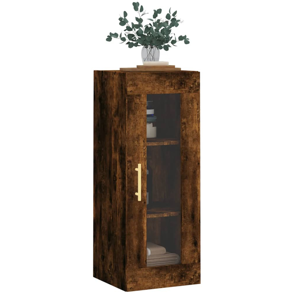 vidaXL Single Door 3 Shelf Brown Wall Mounted Cabinet Image 4