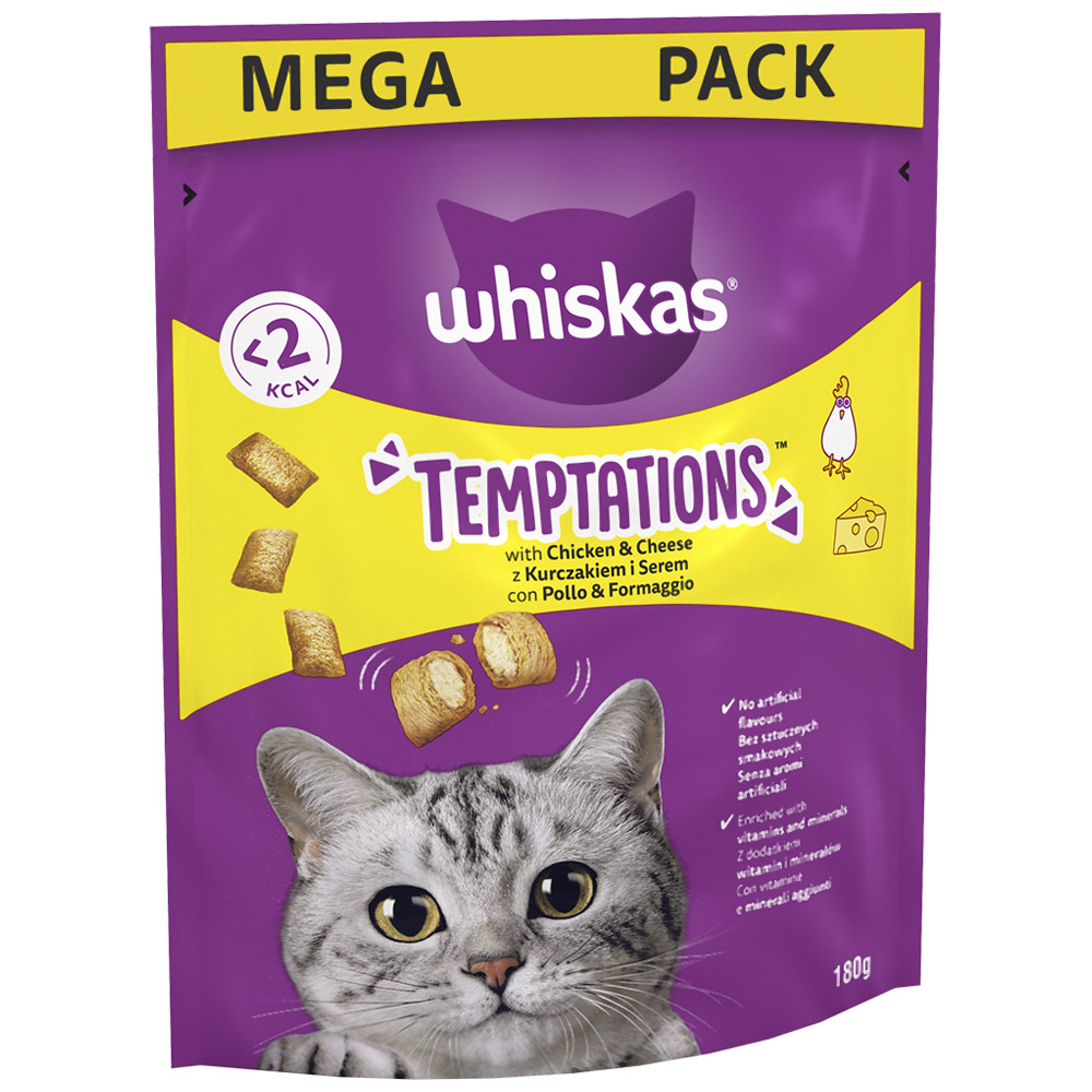 Whiskas Temptations Cat Treat Biscuits with Chicken and Cheese Mega Pack 180g Image 2