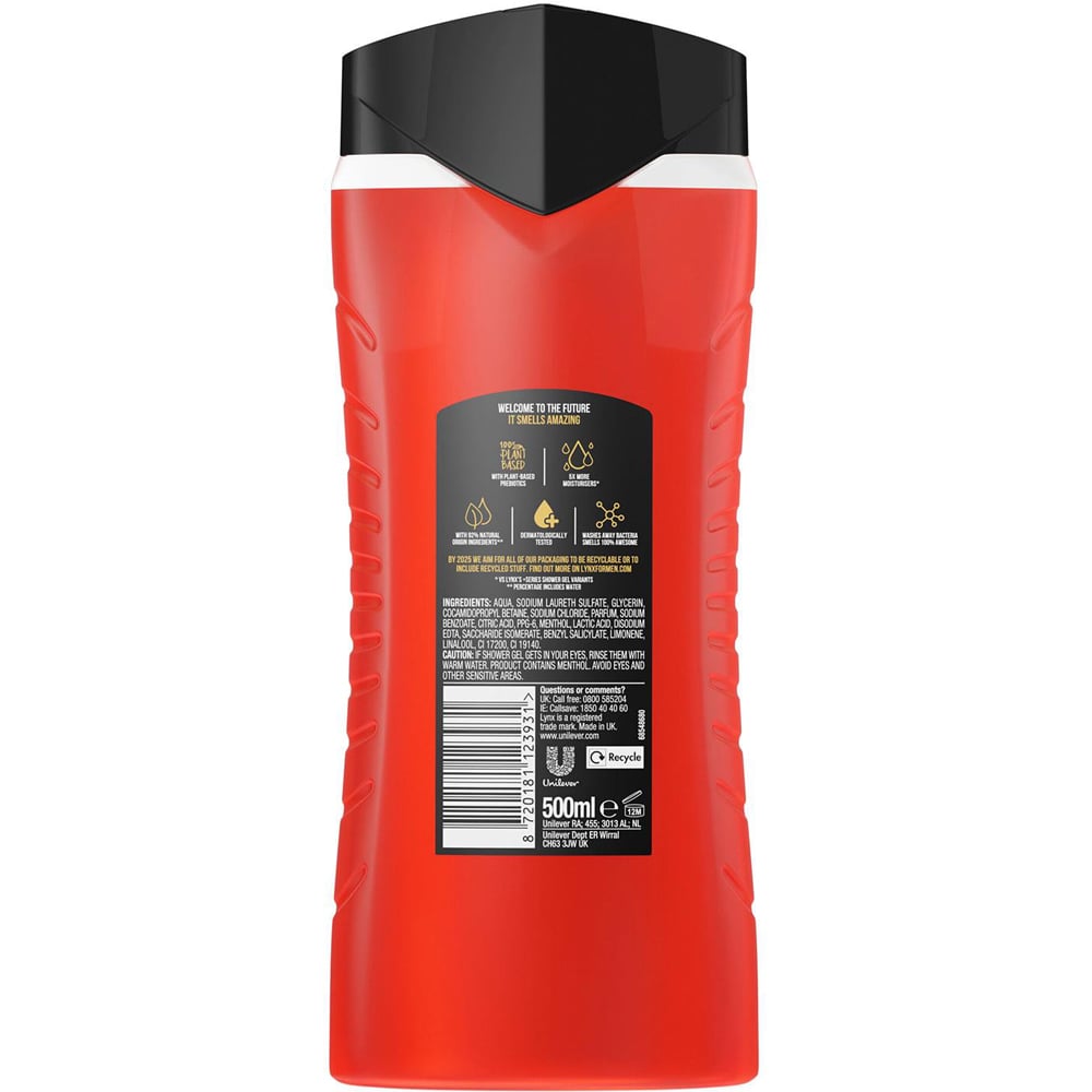 Lynx Recharge Arctic Mint and Cool Spices Shower Gel 500ml 3 Pack Image 3