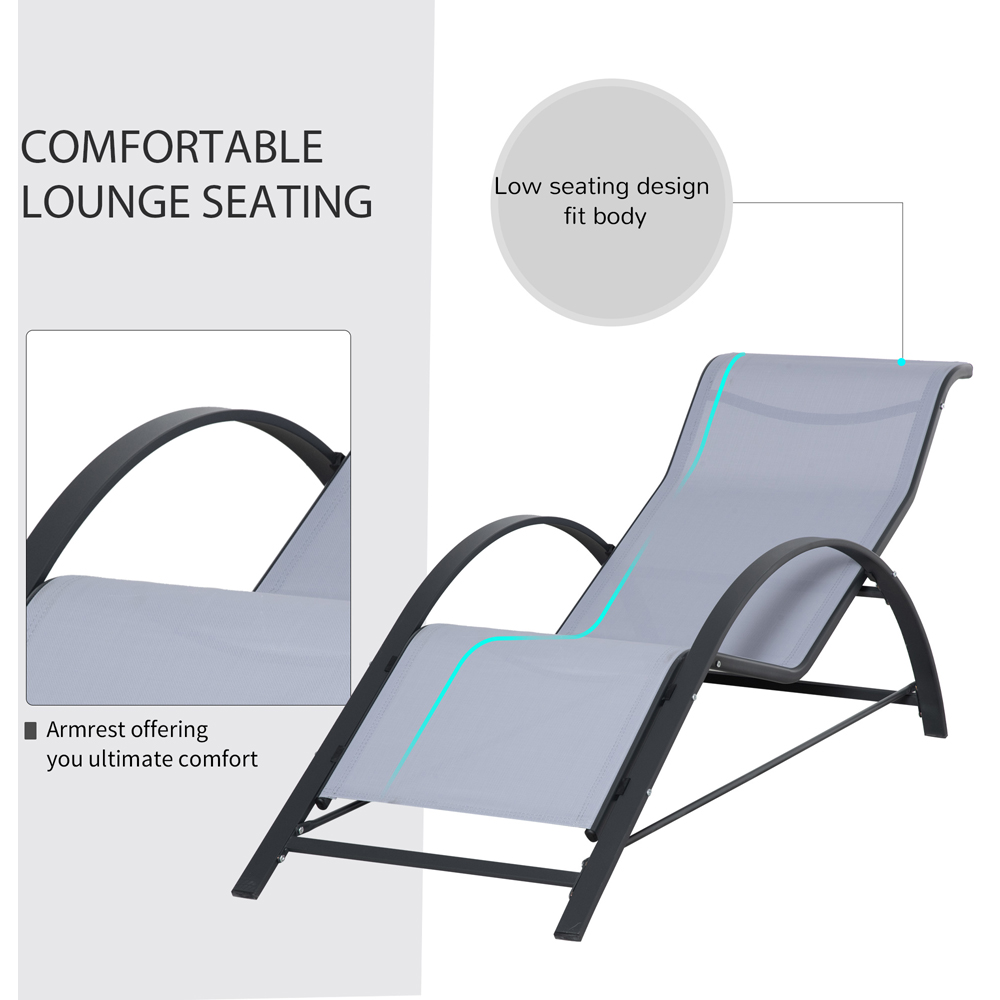 Outsunny Set of 2 Light Grey Sun Loungers with Table  Image 4