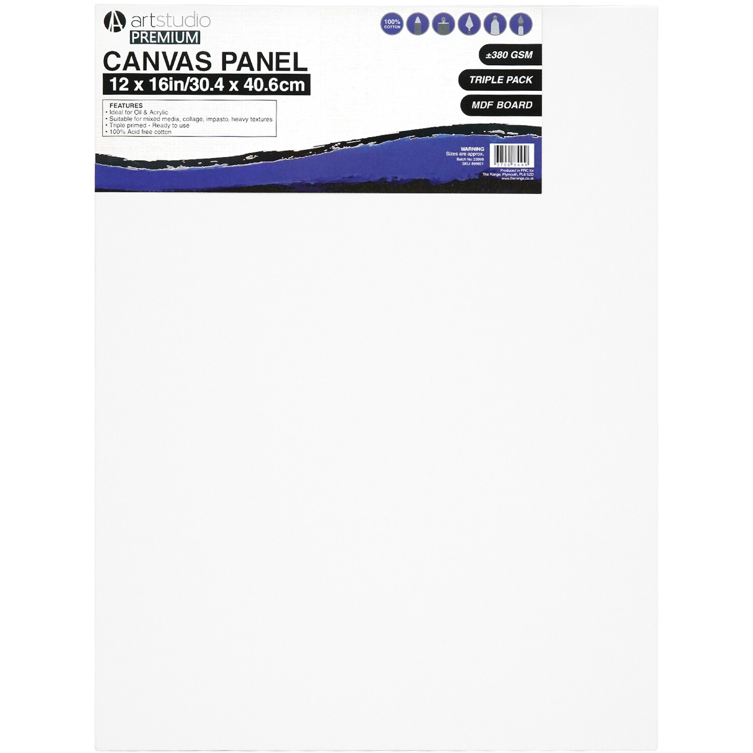 Pack of Three Art Studio Premium Canvas Panel - 30.4x40.6cm Image 2