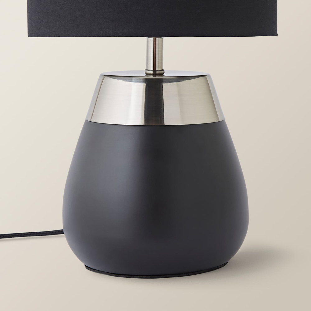 ValueLights Hurst Drum Shade Black Touch Table Lamp with Bulb Image 4