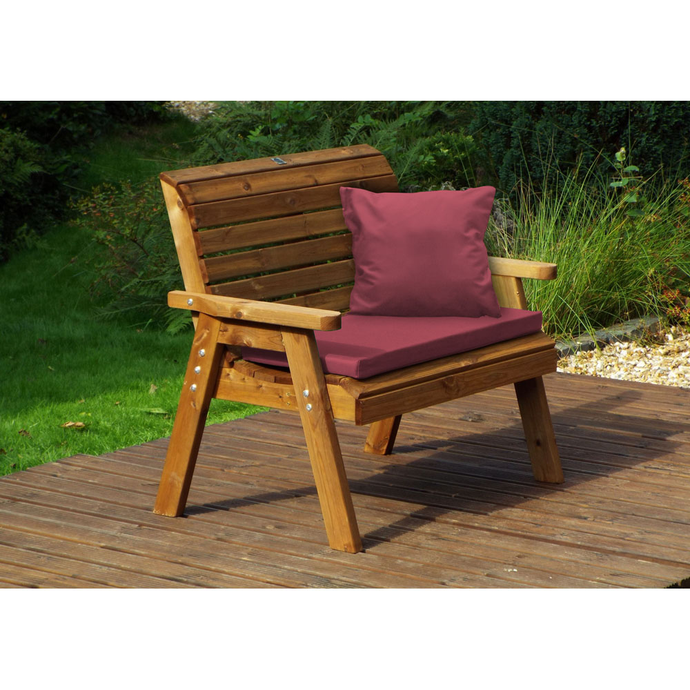 Charles Taylor 2 Seater Traditional Bench with Red Cushions Image 7
