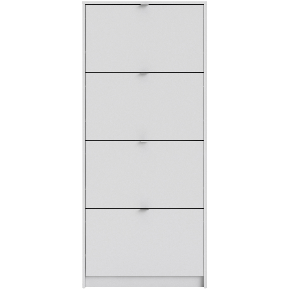Florence Shoes 4 Flip Door Single Layer White Shoe Storage Cabinet Image 3