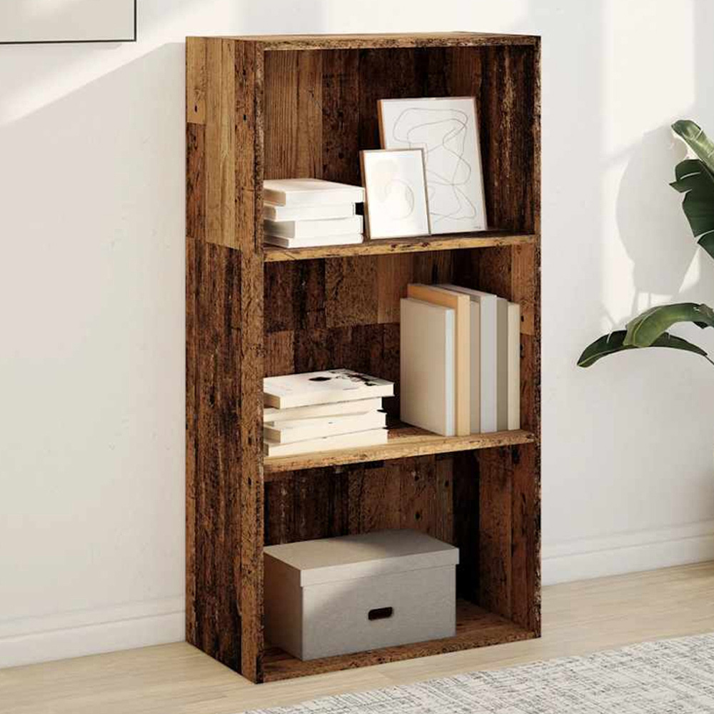 vidaXL 3 Shelf Old Wood Bookcase Image 1