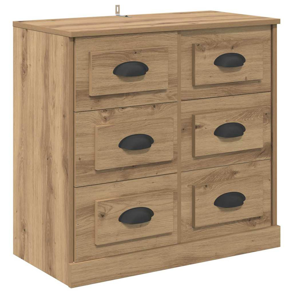 vidaXL 6 Drawer Artisan Oak Modern Sideboard Set of 2 Image 7