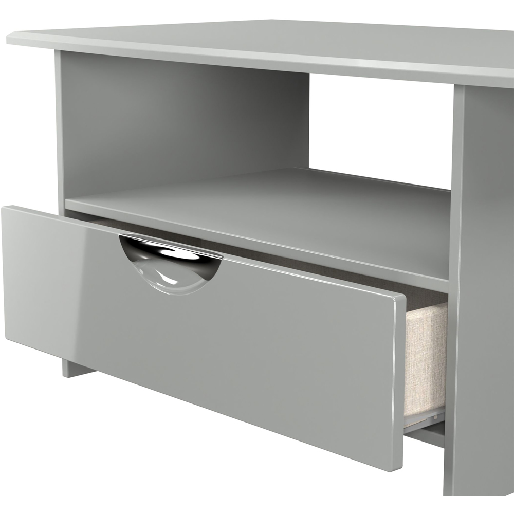 Crowndale Camden Single Drawer Single Shelf Grey Gloss and Dusk Grey Coffee Table Ready Assembled Image 6