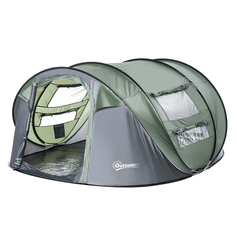 Outsunny 4-5 Person Pop-up Camping Tent Green Image 1
