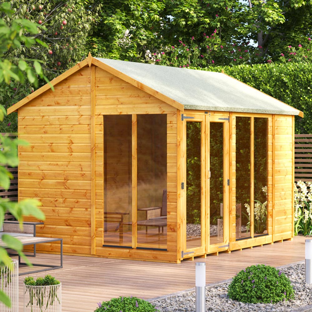 Power Sheds 10 x 8ft Double Door Apex Traditional Summerhouse Image 2