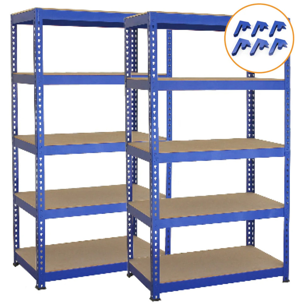 Monster Shop T-RAX 5 Tier Blue Metal Racking Units with Bay Connectors 2 Pack Image 6