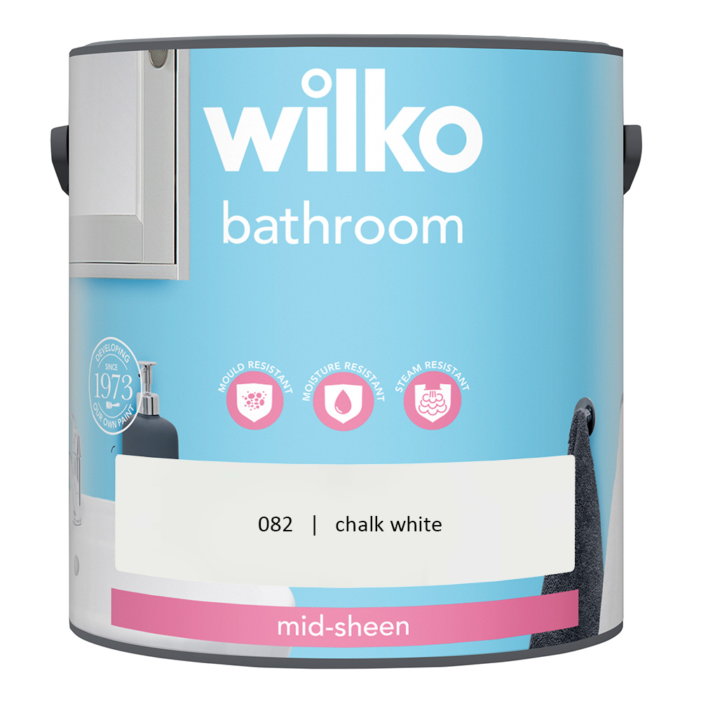 Wilko Bathroom Chalk White Mid Sheen Emulsion Paint 2.5L Image 2