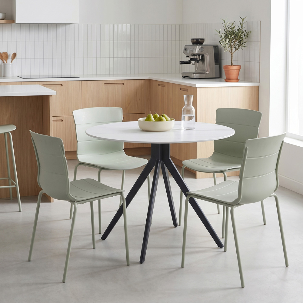 Core Products Aspen Bali 4 Seater Sintered Stone Plastic Round Dining Set Sage Green Image 5