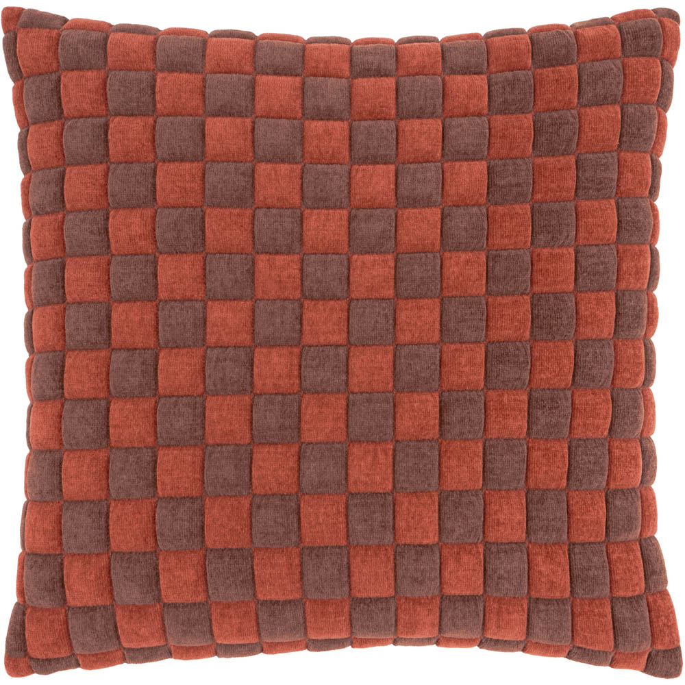 Furn Softie Cinnamon and Chocolate Checkerboard Quilted Reversible Cushion 50 x 50cm Image 1