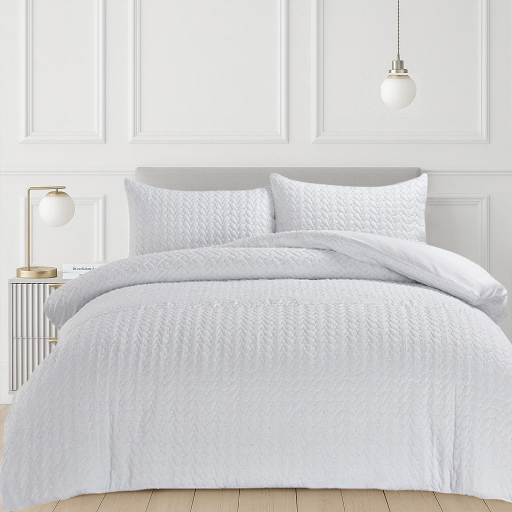Velosso Kinsley Single White Quilted Duvet Cover Set Image 1