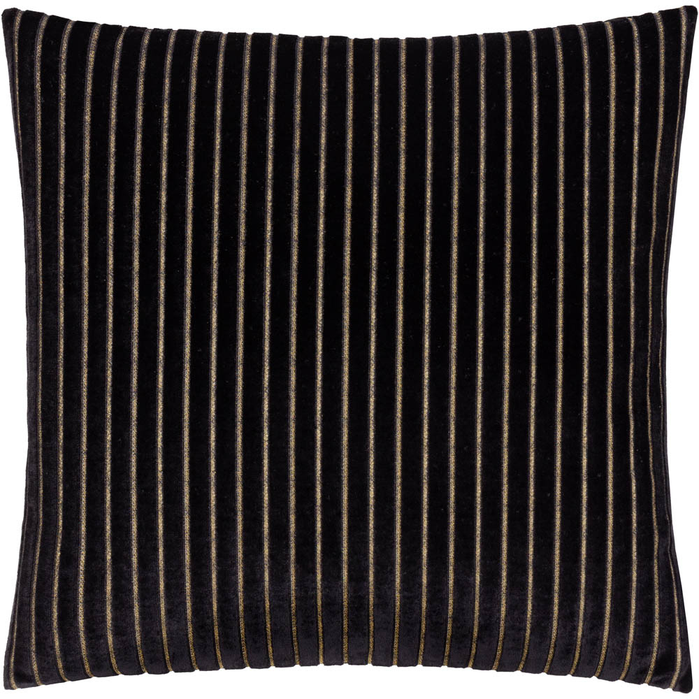 Paoletti Savoy Black Stripe Velvet Reversible Cushion 50 x 50cm Image 1